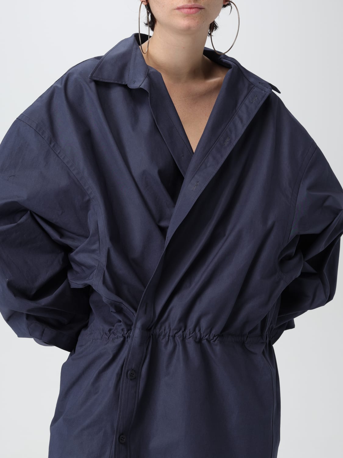 ワンピース BALENCIAGA Woman Dress Blue 814136TRM17 4530 Women's Shirt Mini Dress in Faded Blue | Balenciaga US