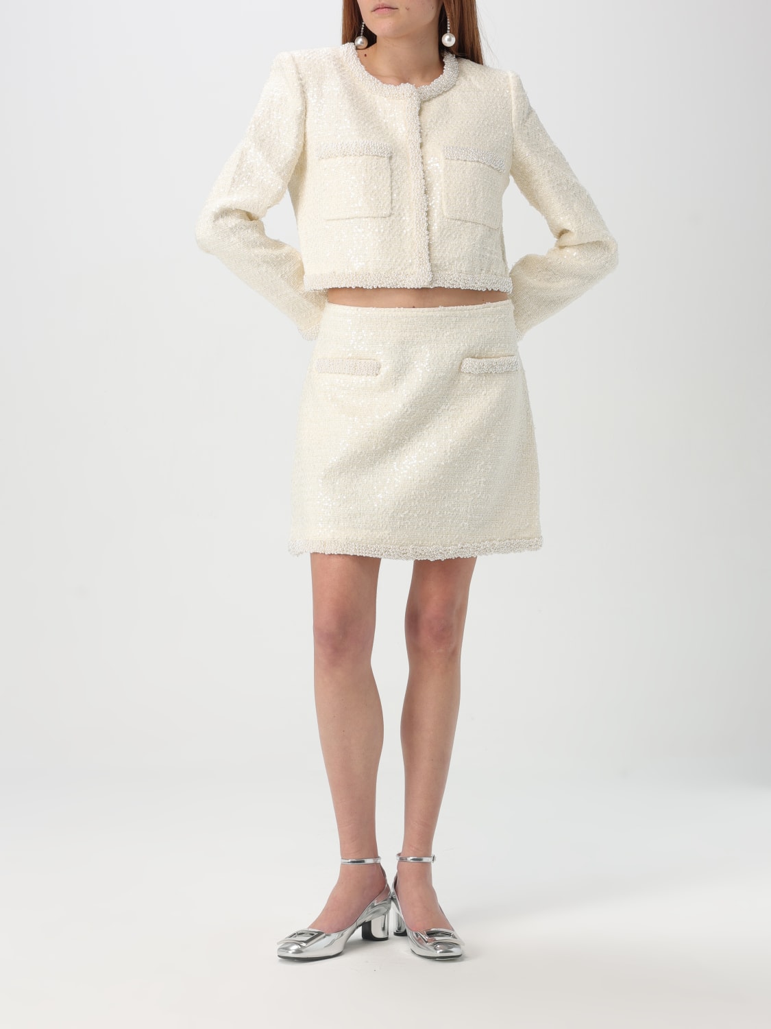 スカート SELF-PORTRAIT Woman Skirt Yellow Cream RS25164SKC CREAM SELF-PORTRAIT: Skirt woman - Yellow Cream | Self-Portrait