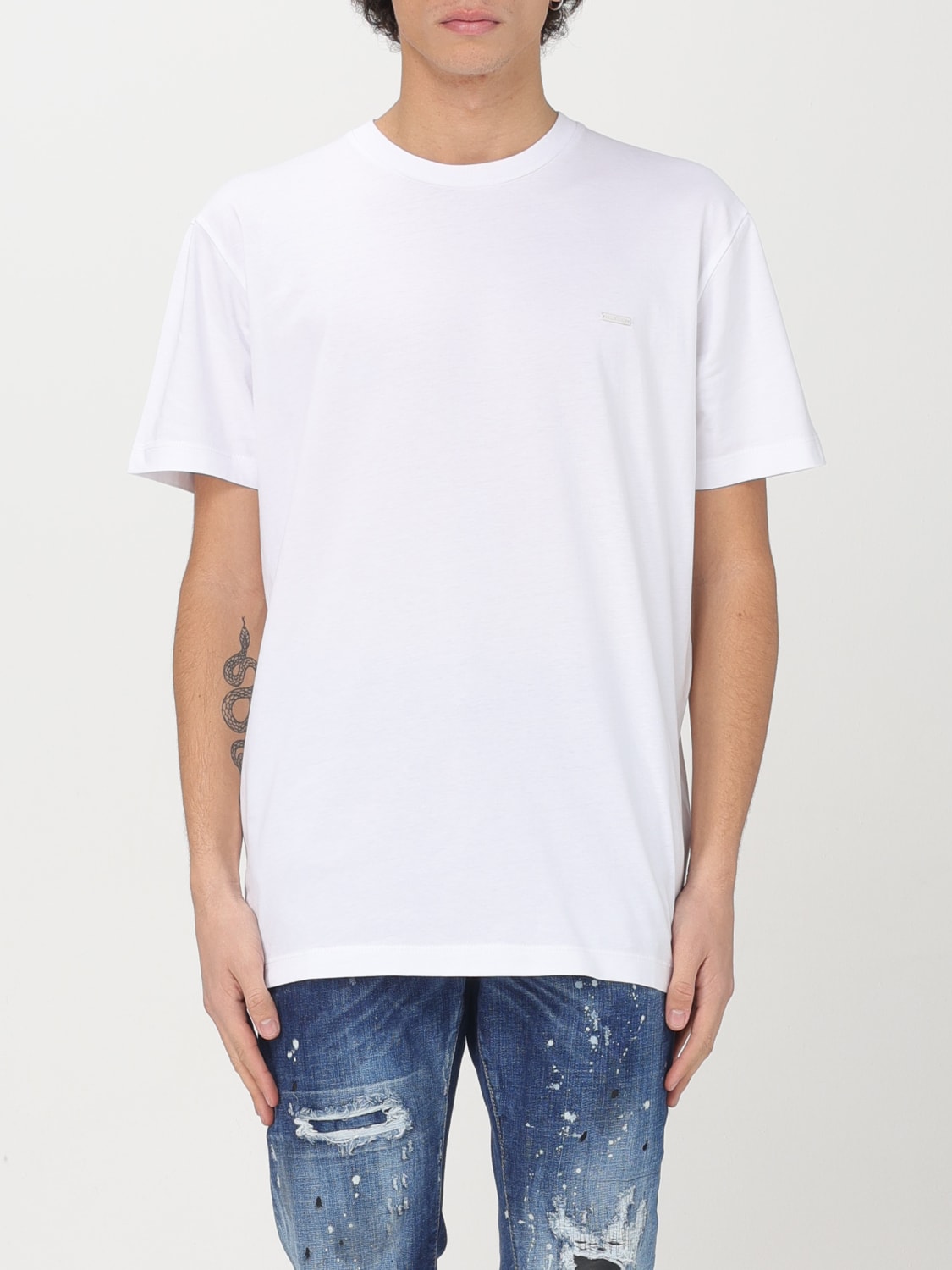 DSQUARED2 T-SHIRT: T-shirt basic Dsquared2 in cotone , Bianco - Img 1