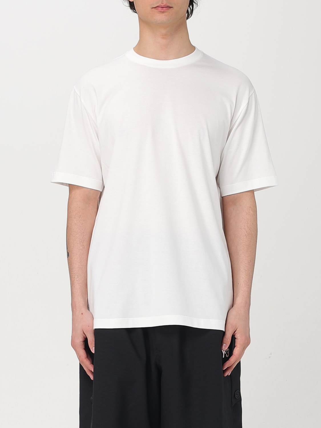 Y-3: T-shirt in cotone con maxi logo - Bianco | T-Shirt Y-3