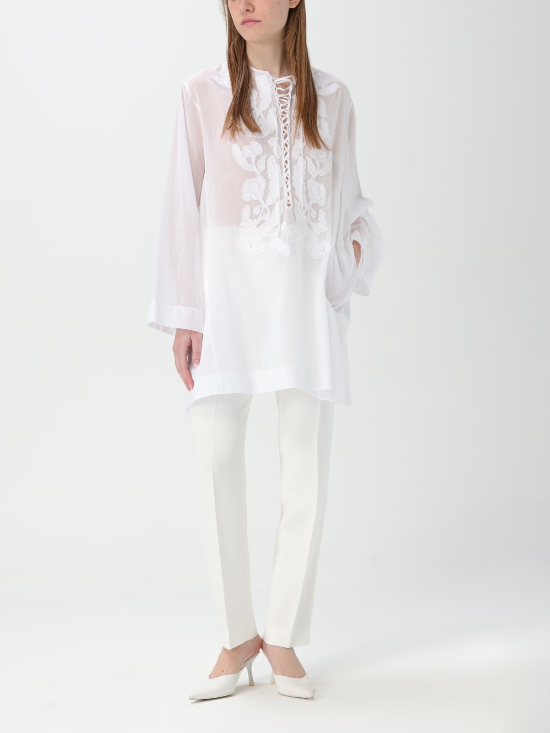 パンツ ERMANNO SCERVINO Woman Pants White D466P702DIE 14800 ERMANNO SCERVINO: Pants woman - White | Ermanno Scervino
