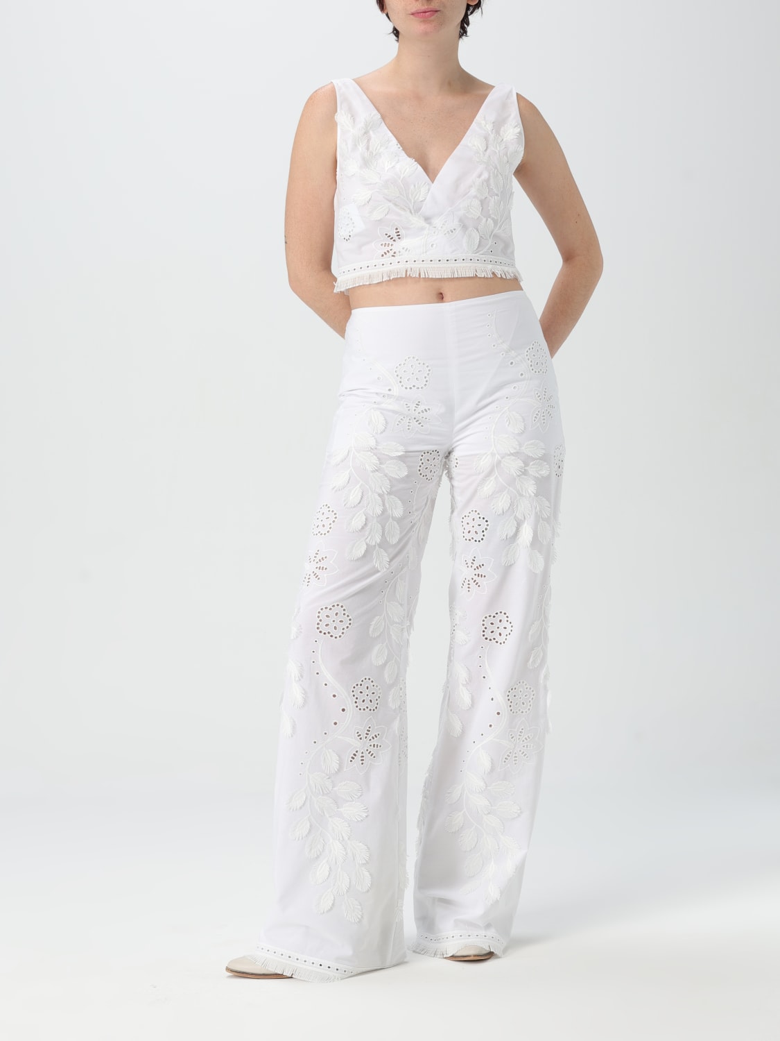 パンツ A FERRETTI Woman Pants White 03171639 0001 ALBERTA FERRETTI: Pants woman - White | Alberta Ferretti