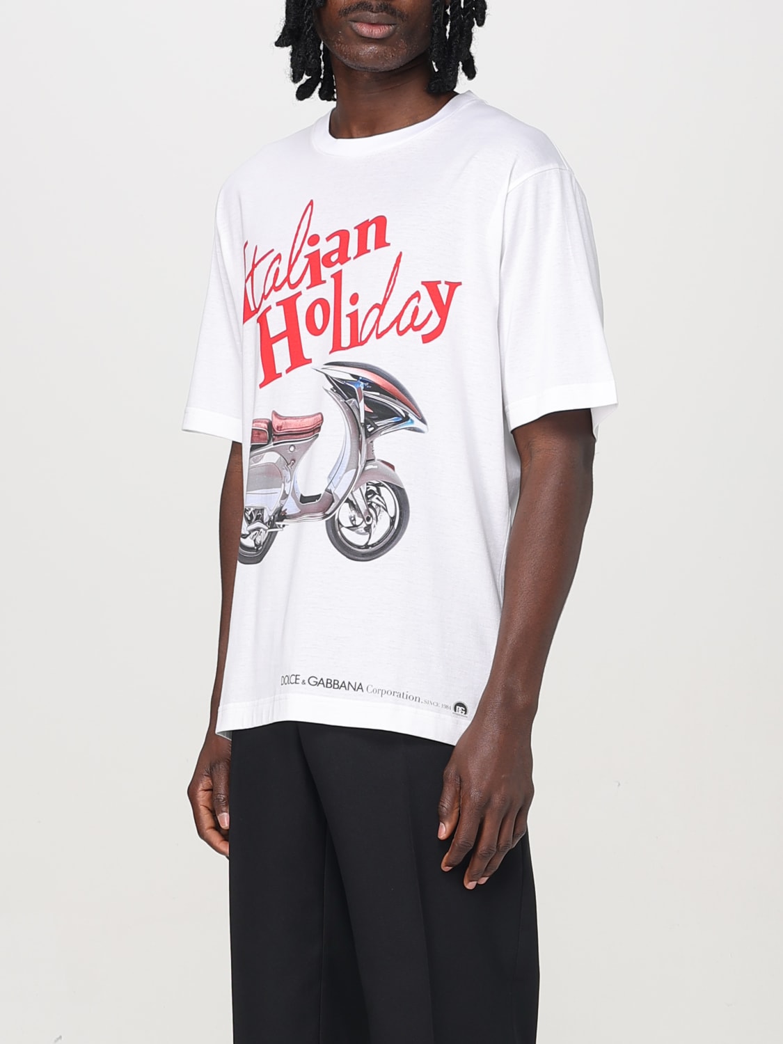 Tシャツ・カットソー DOLCE  GABBANA Men T Shirts G8PN9TG7O4S W0800 White Cotton T-shirt with logo in White for Men | Dolce&Gabbana® US