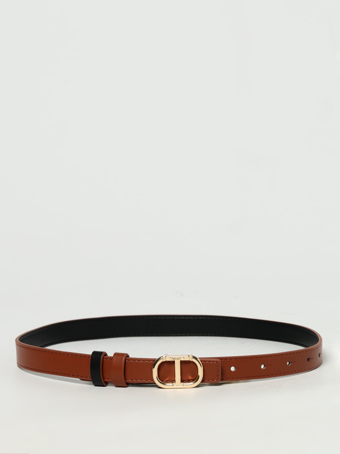 TWINSET CINTURA: Cintura Oval T Twinset reversibile in pelle sintetica , Nero - Img 1