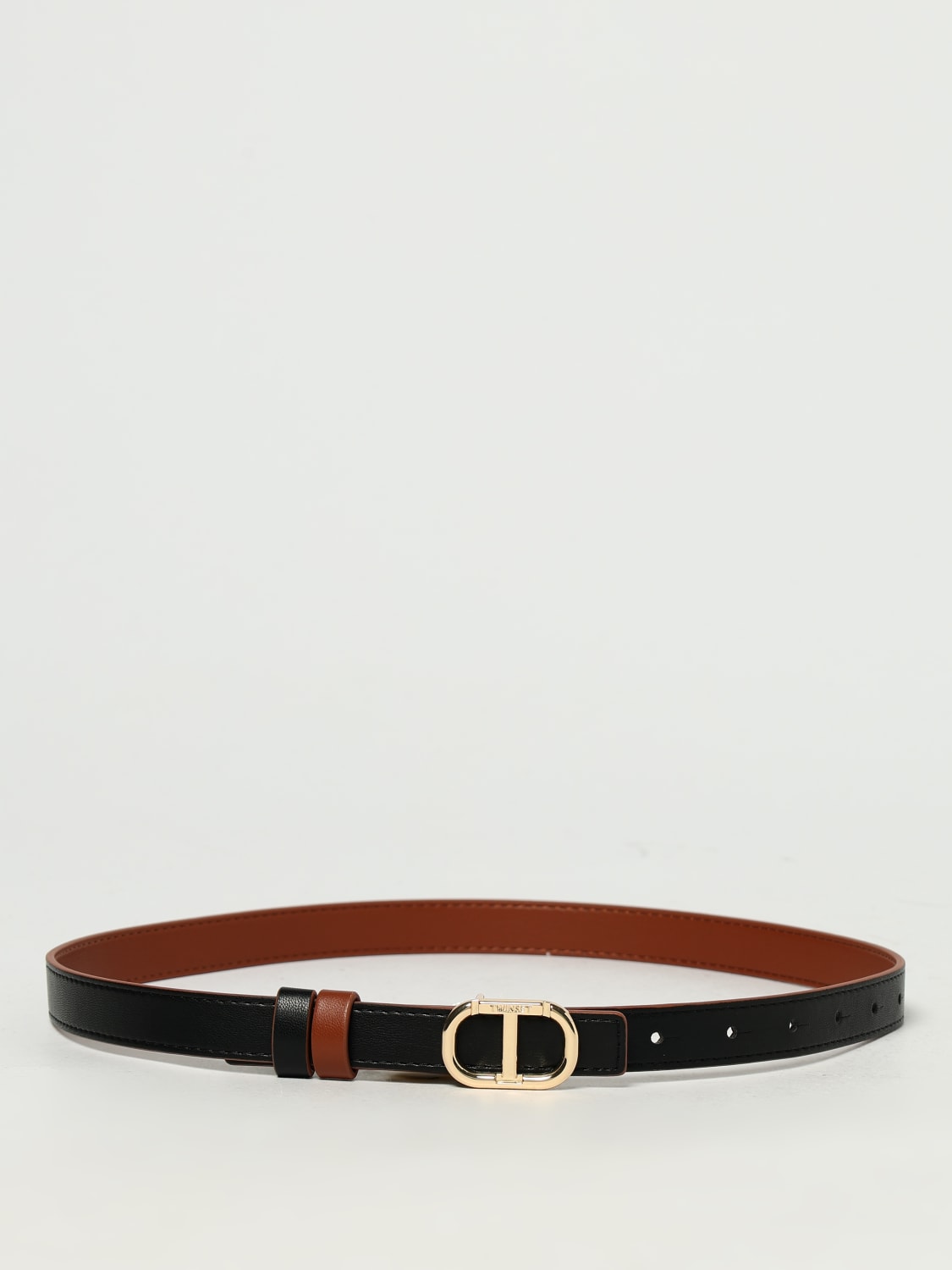 TWINSET CINTURA: Cintura Oval T Twinset reversibile in pelle sintetica , Nero - Img 2