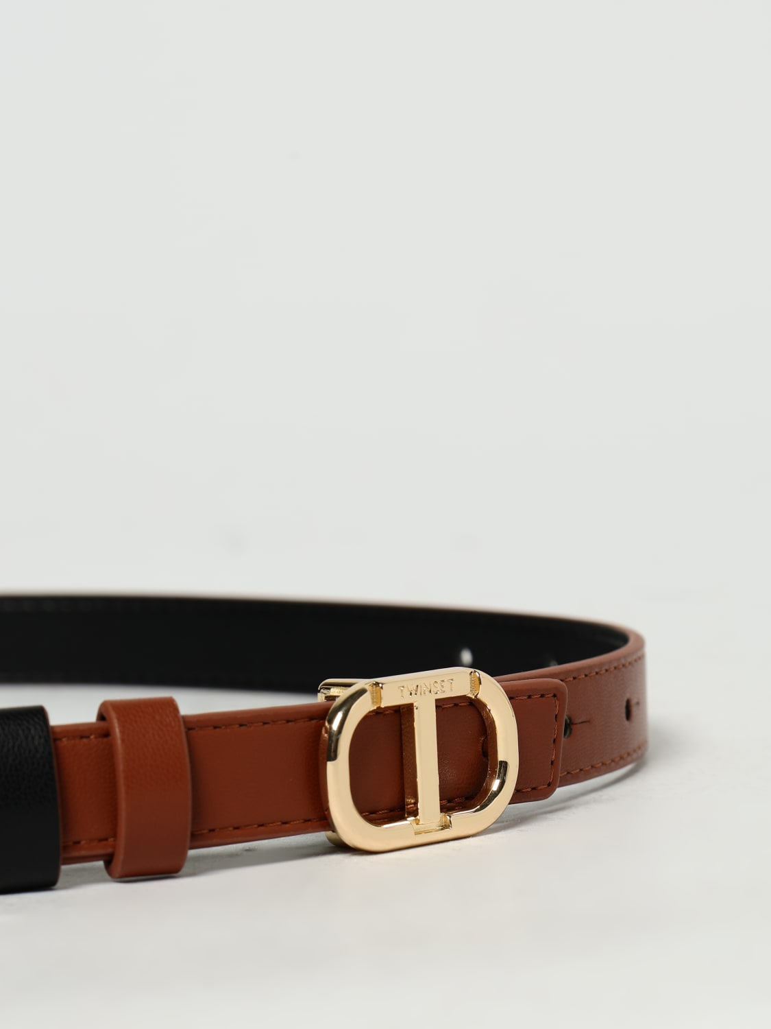 TWINSET CINTURA: Cintura Oval T Twinset reversibile in pelle sintetica , Nero - Img 3