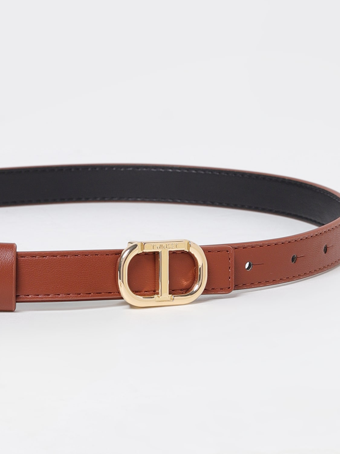 TWINSET CINTURA: Cintura Oval T Twinset reversibile in pelle sintetica , Cuoio - Img 2
