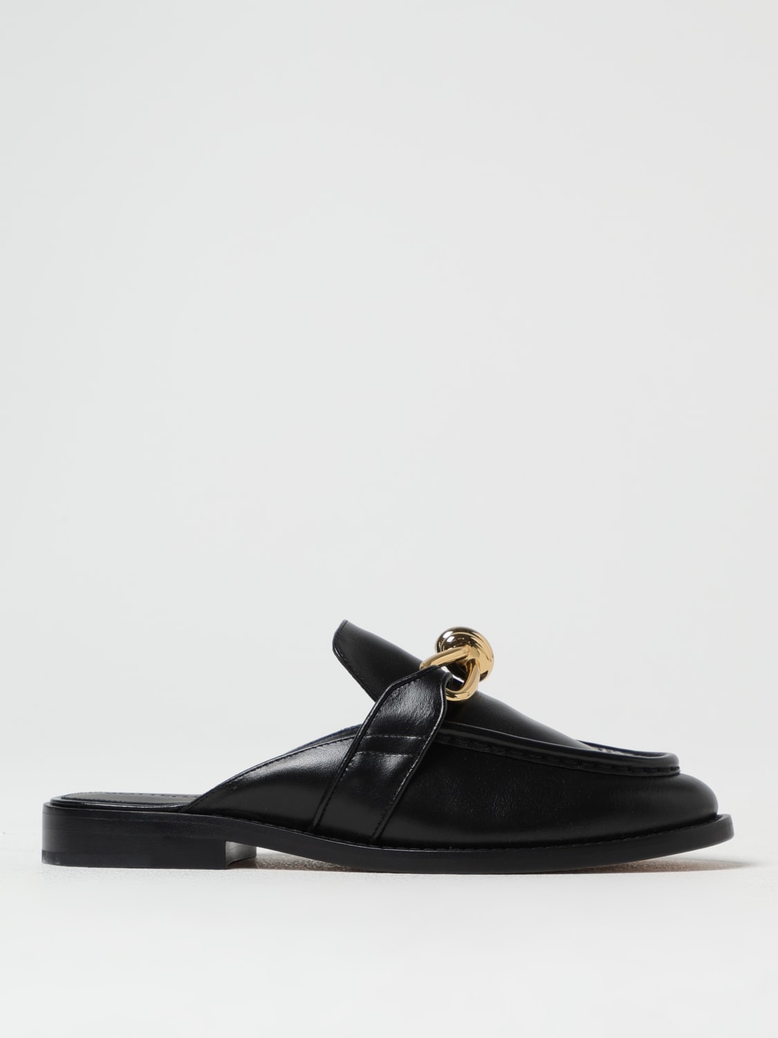 BOTTEGA VENETA SCARPE: Sabot Astaire in pelle con dettaglio metallico Knot Bottega Veneta, Nero - Img 1