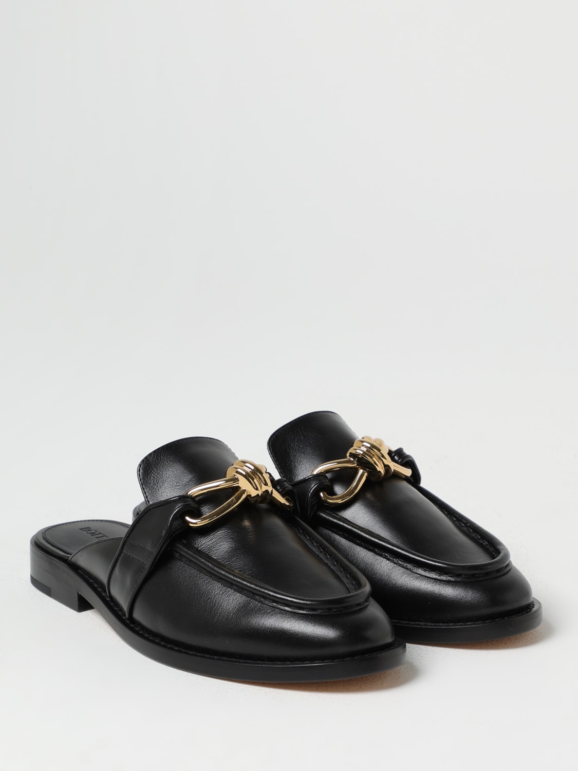 BOTTEGA VENETA SCARPE: Sabot Astaire in pelle con dettaglio metallico Knot Bottega Veneta, Nero - Img 2