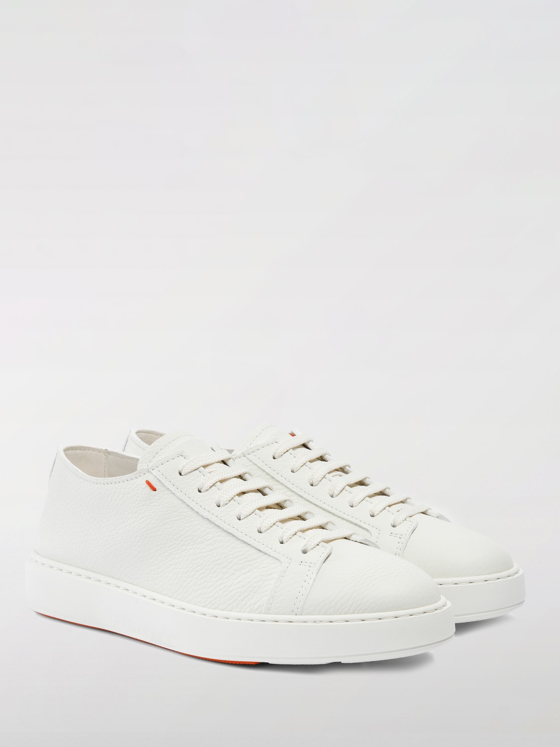 SANTONI SNEAKERS: Sneakers Santoni in pelle a grana , Bianco - Img 2