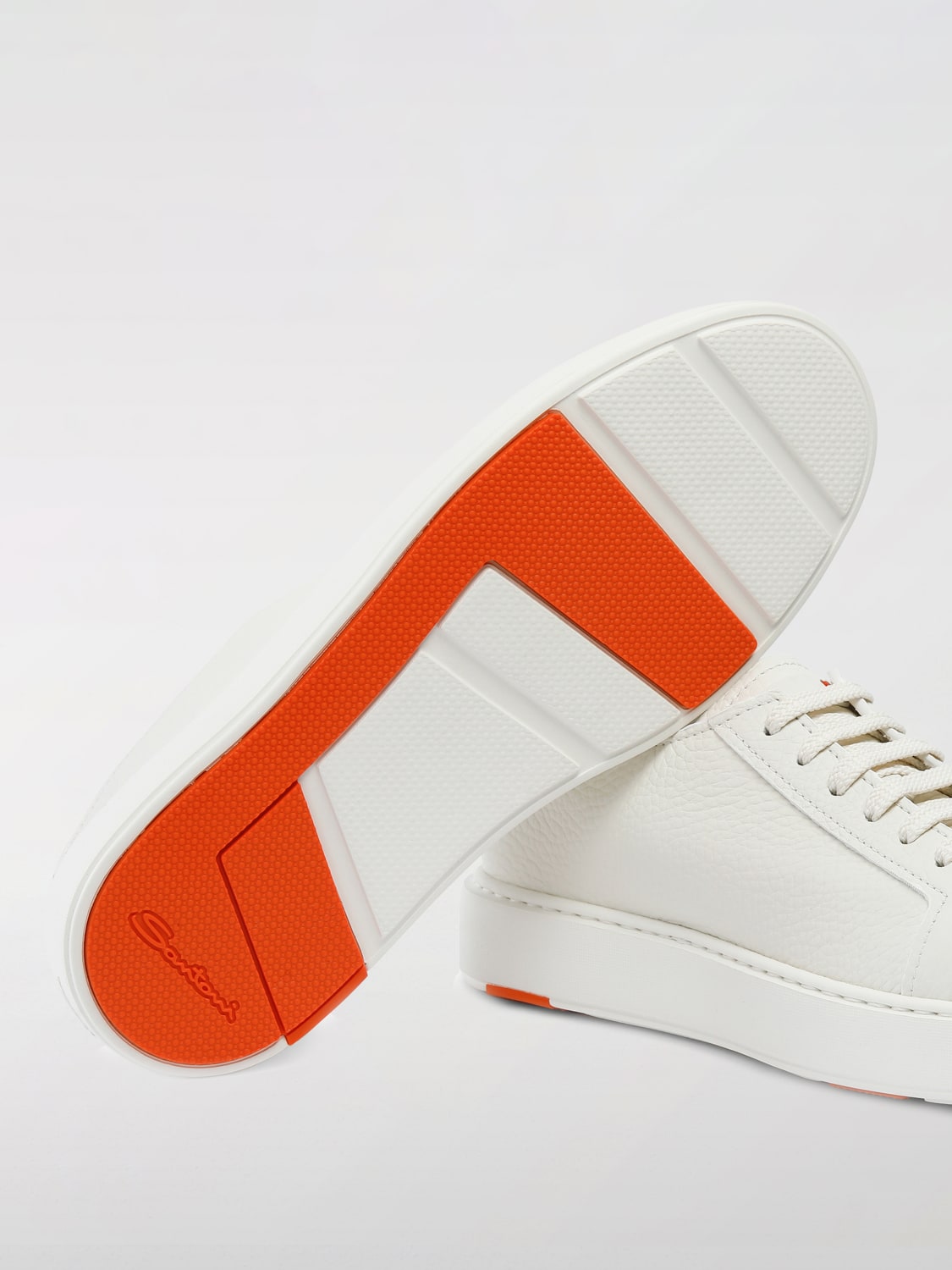 SANTONI SNEAKERS: Sneakers Santoni in pelle a grana , Bianco - Img 4