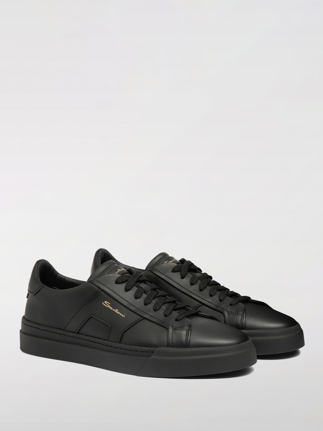 SANTONI SNEAKERS: Sneakers Santoni in pelle , Nero - Img 2