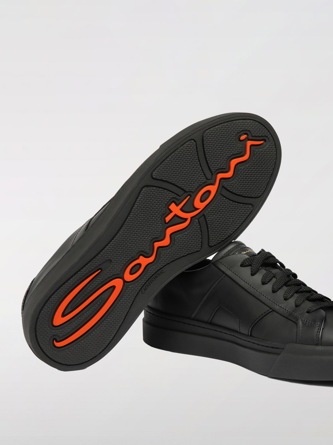 SANTONI SNEAKERS: Sneakers Santoni in pelle , Nero - Img 4