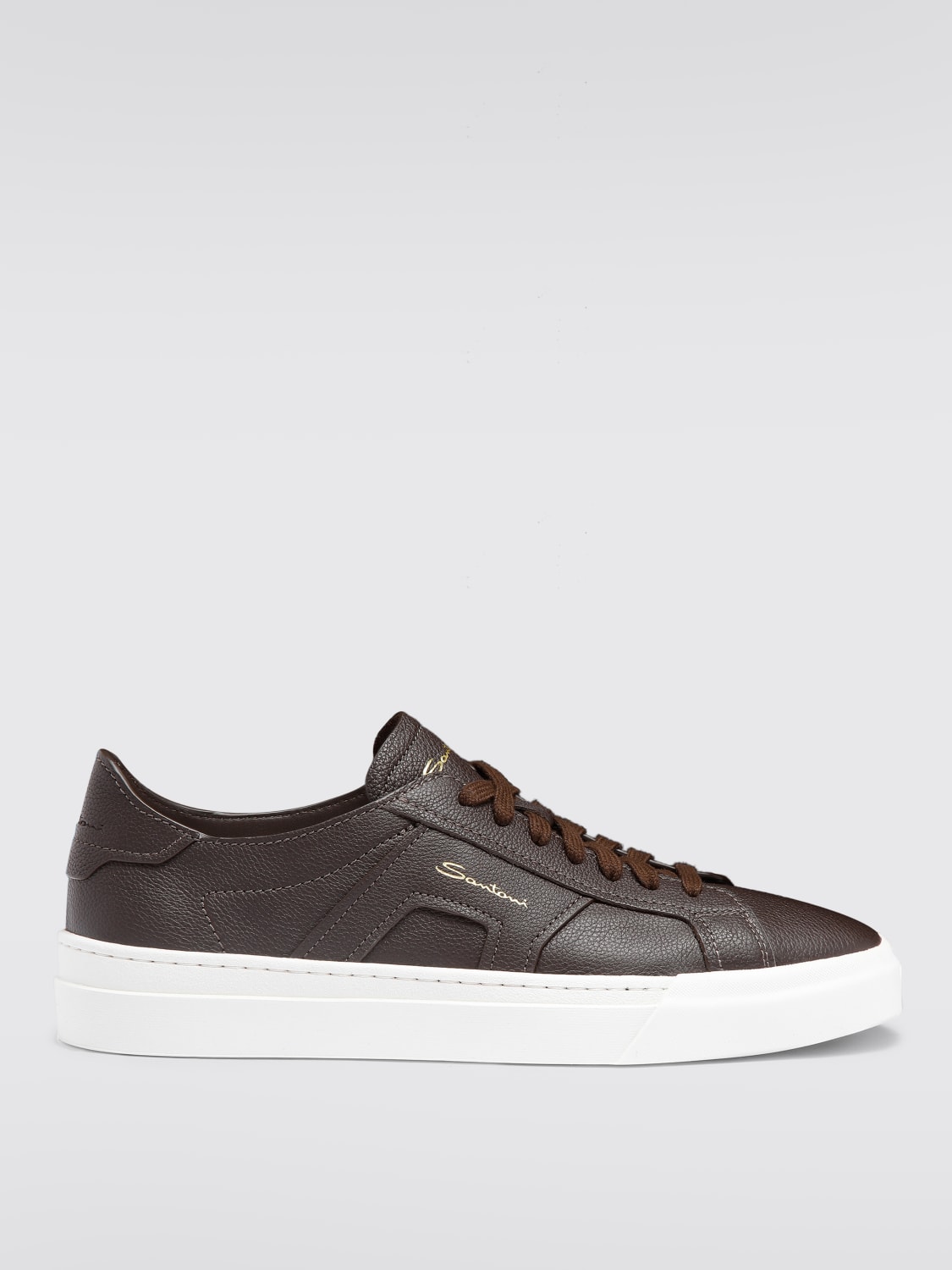 SANTONI SNEAKERS: Sneakers Santoni in pelle , Marrone - Img 1