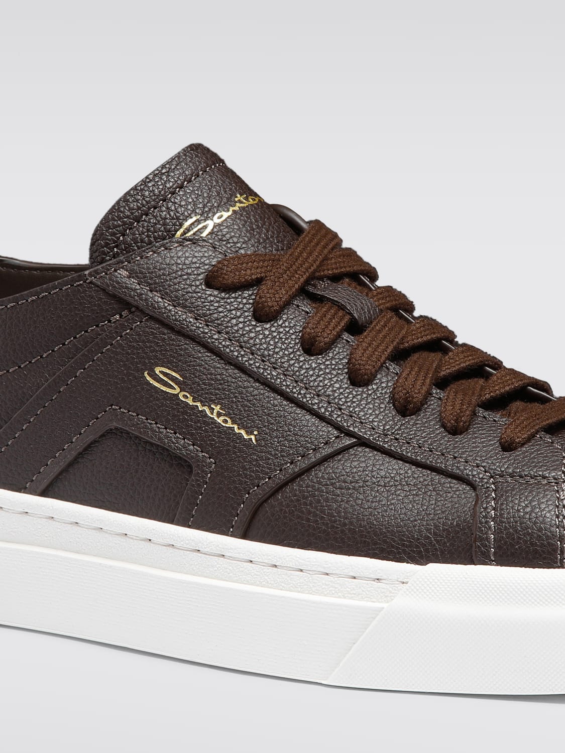 SANTONI SNEAKERS: Sneakers Santoni in pelle , Marrone - Img 3