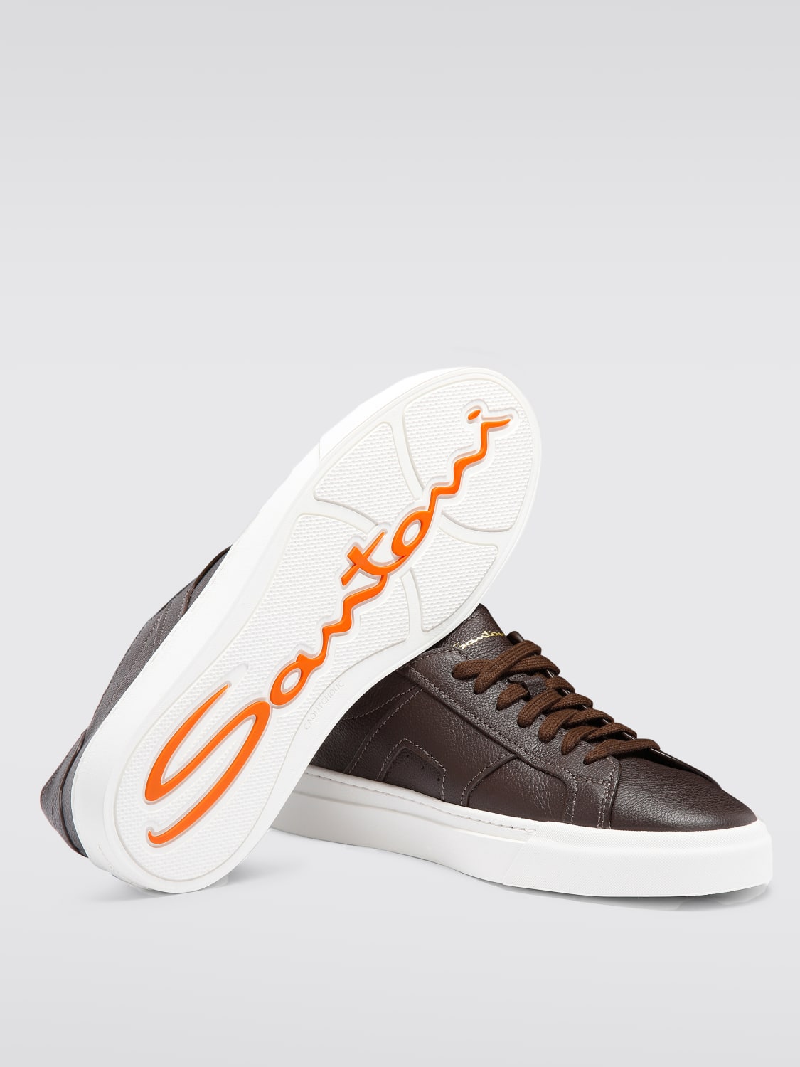 SANTONI SNEAKERS: Sneakers Santoni in pelle , Marrone - Img 5
