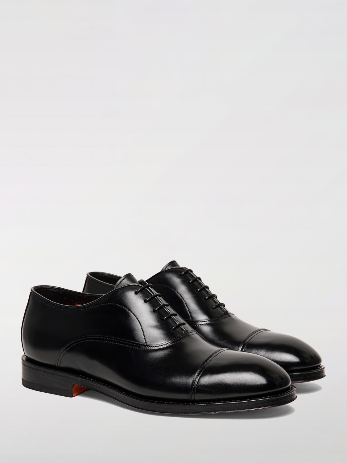 SANTONI SCARPE STRINGATE: Oxford Santoni in pelle , Nero - Img 2