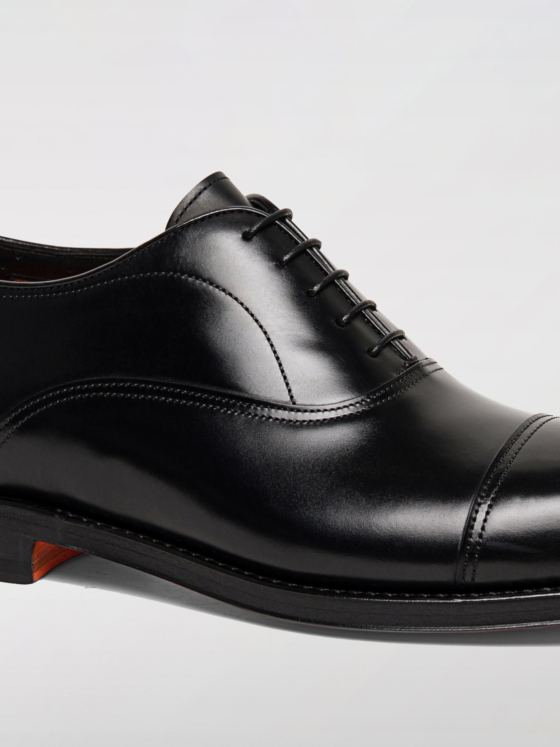 SANTONI SCARPE STRINGATE: Oxford Santoni in pelle , Nero - Img 3