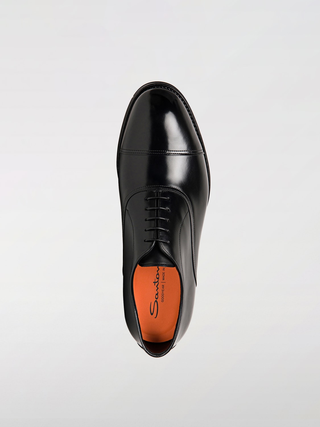 SANTONI SCARPE STRINGATE: Oxford Santoni in pelle , Nero - Img 4