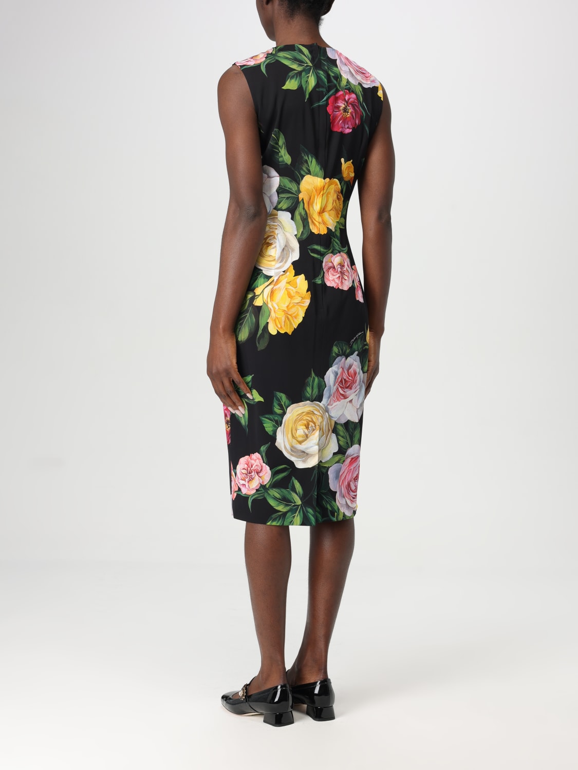 DOLCE & GABBANA フィットミティトレス F6H4PTFURDV V0234 Calf-length satin and lace dress with corset details in
