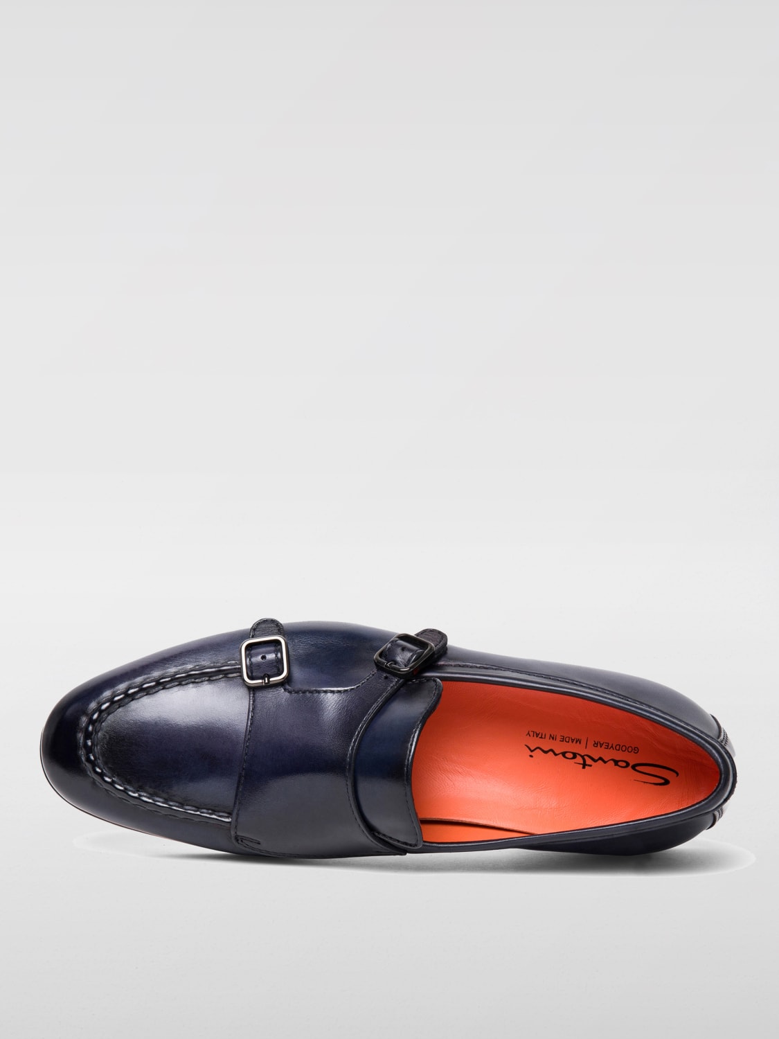 SANTONI SCARPE STRINGATE: Monk Strap Santoni in pelle, Blue - Img 3