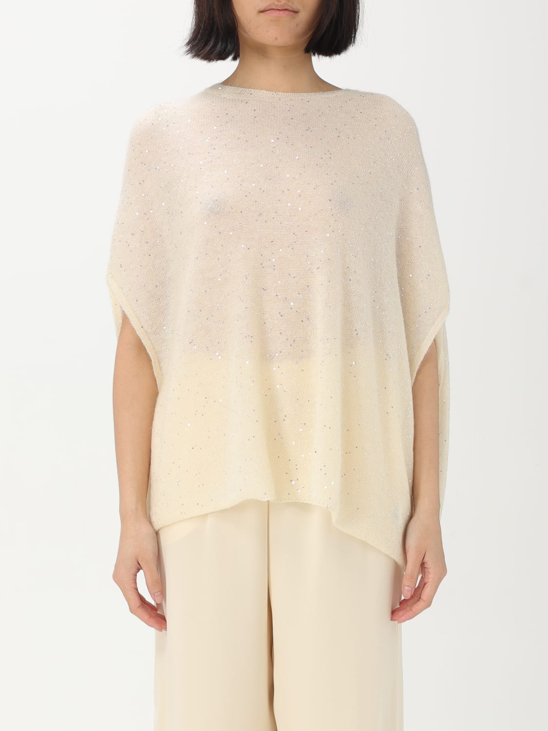 FABIANA FILIPPI SWEATER: Fabiana Filippi Mohair blend blouse, Mastic - Img 1