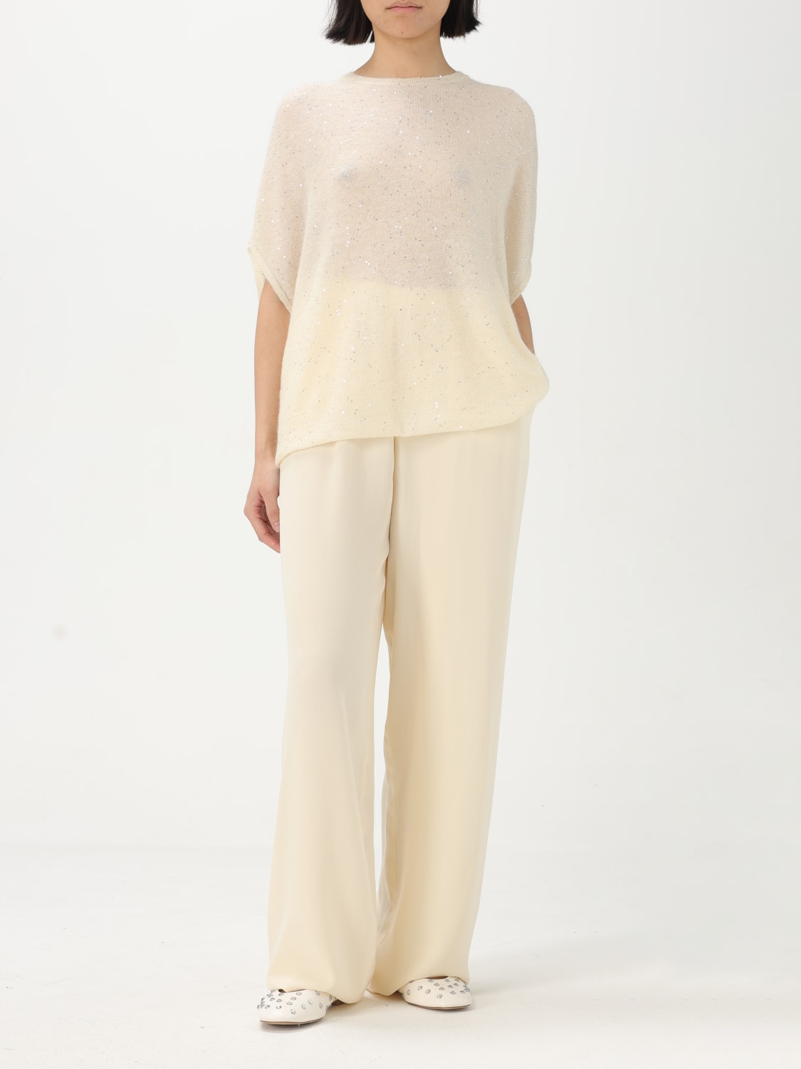 FABIANA FILIPPI SWEATER: Fabiana Filippi Mohair blend blouse, Mastic - Img 2