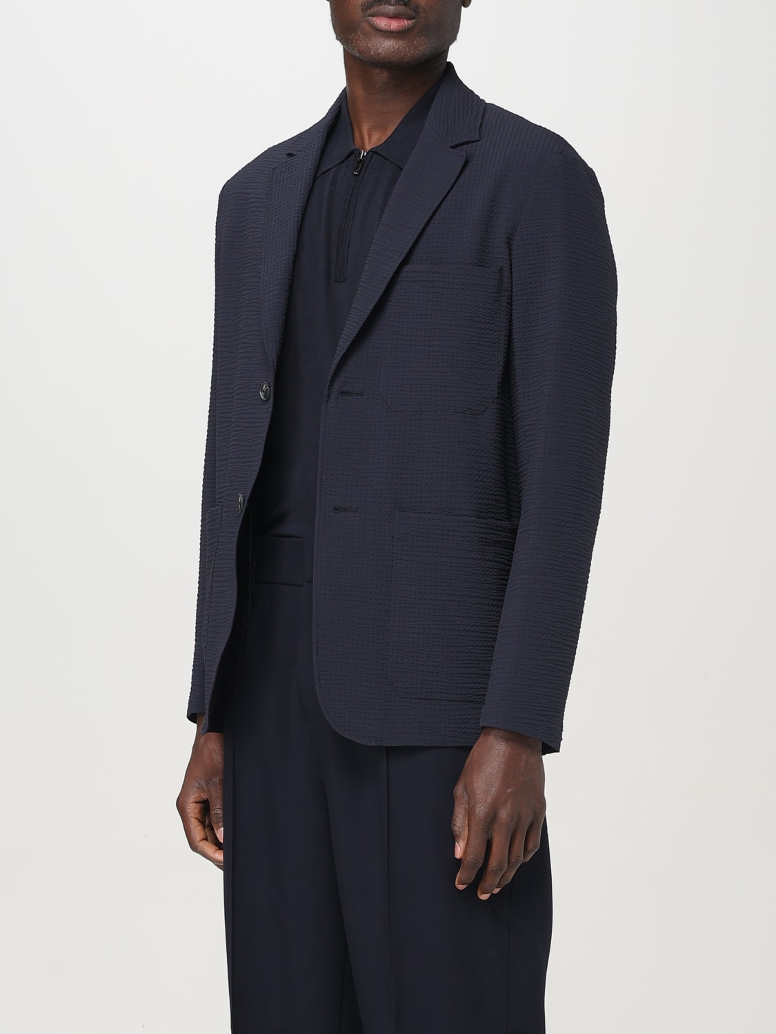 EMPORIO ARMANI BLAZER: Blazer Emporio Armani in cotone stretch , Blue Navy - Img 4