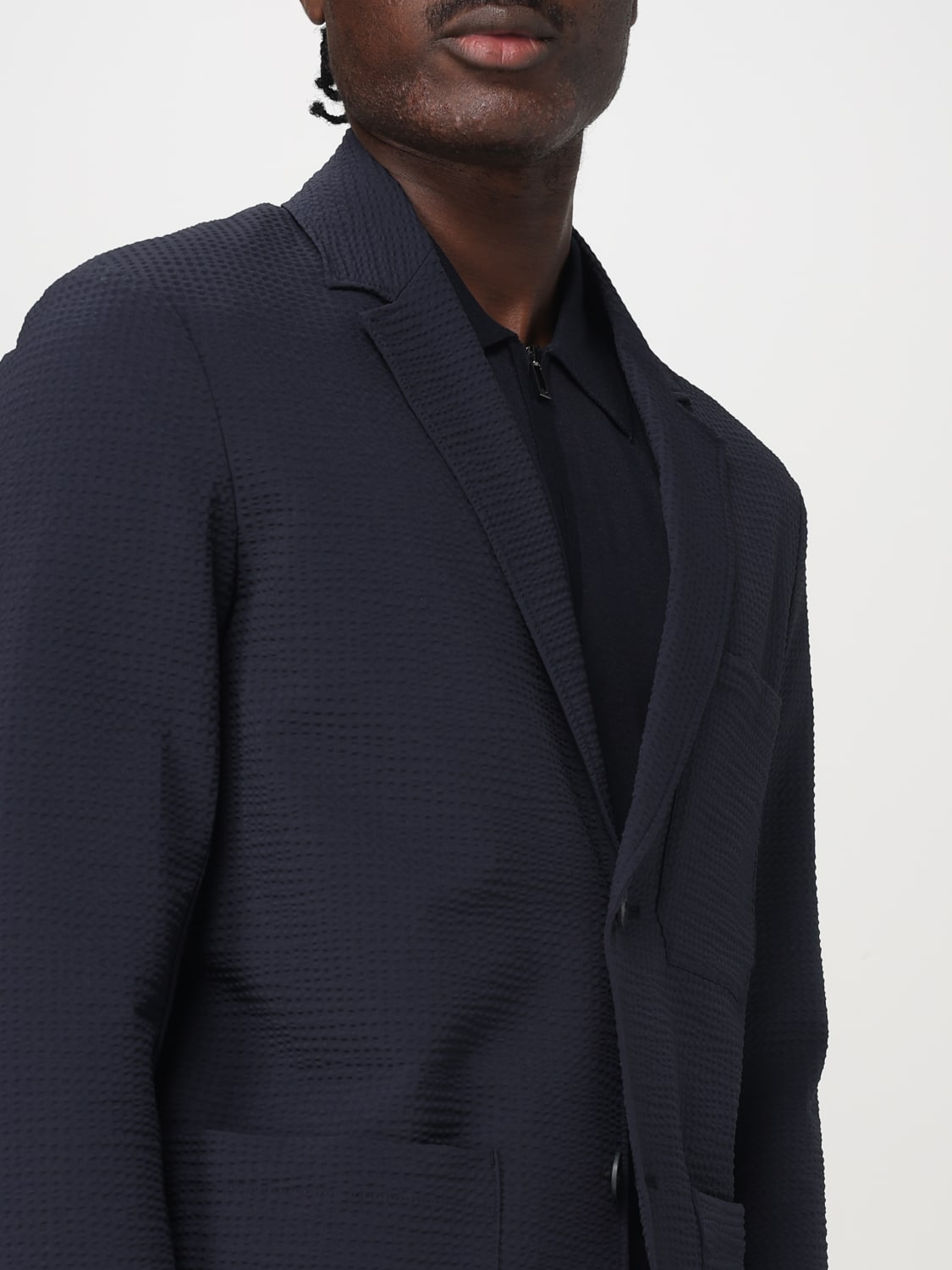 EMPORIO ARMANI BLAZER: Blazer Emporio Armani in cotone stretch , Blue Navy - Img 5