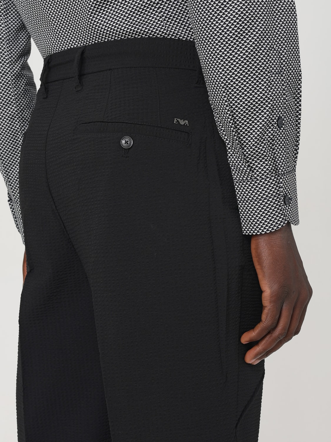 EMPORIO ARMANI PANTALONI: Pantalone classico Emporio Armani in tessuto tecnico , Nero - Img 4