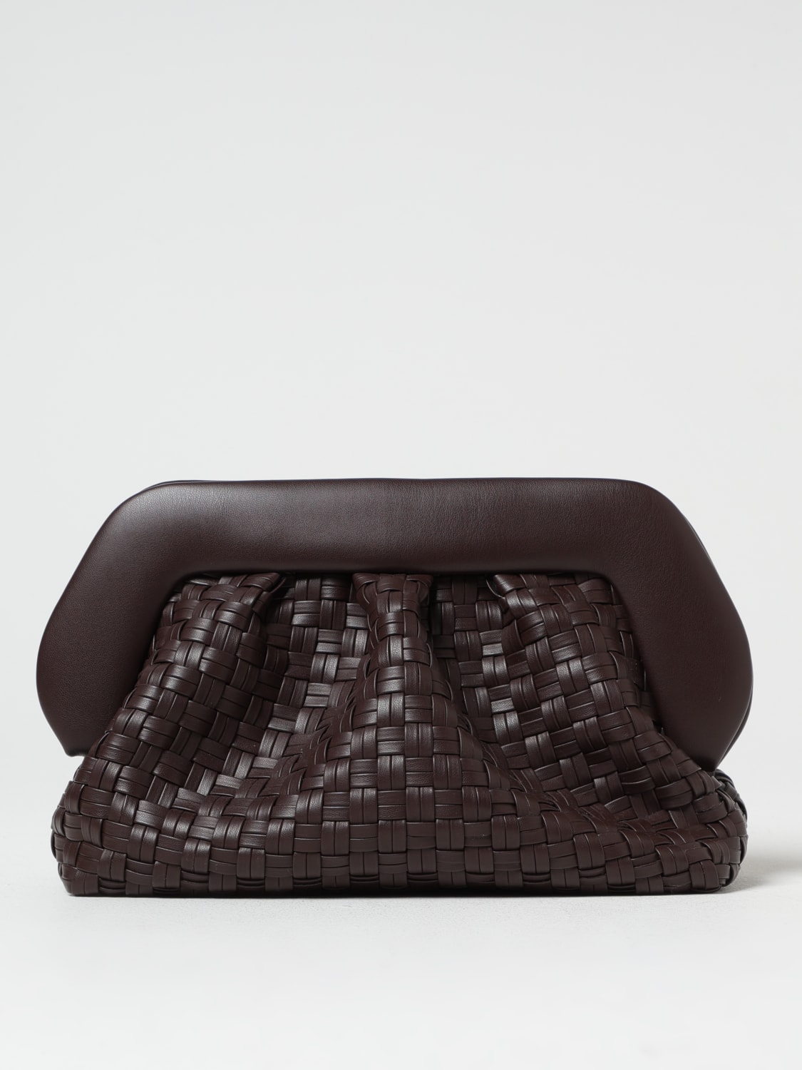 THEMOIRÈ CLUTCH: Clutch Bios Themoirè in pelle vegana intrecciata , Ebano - Img 1