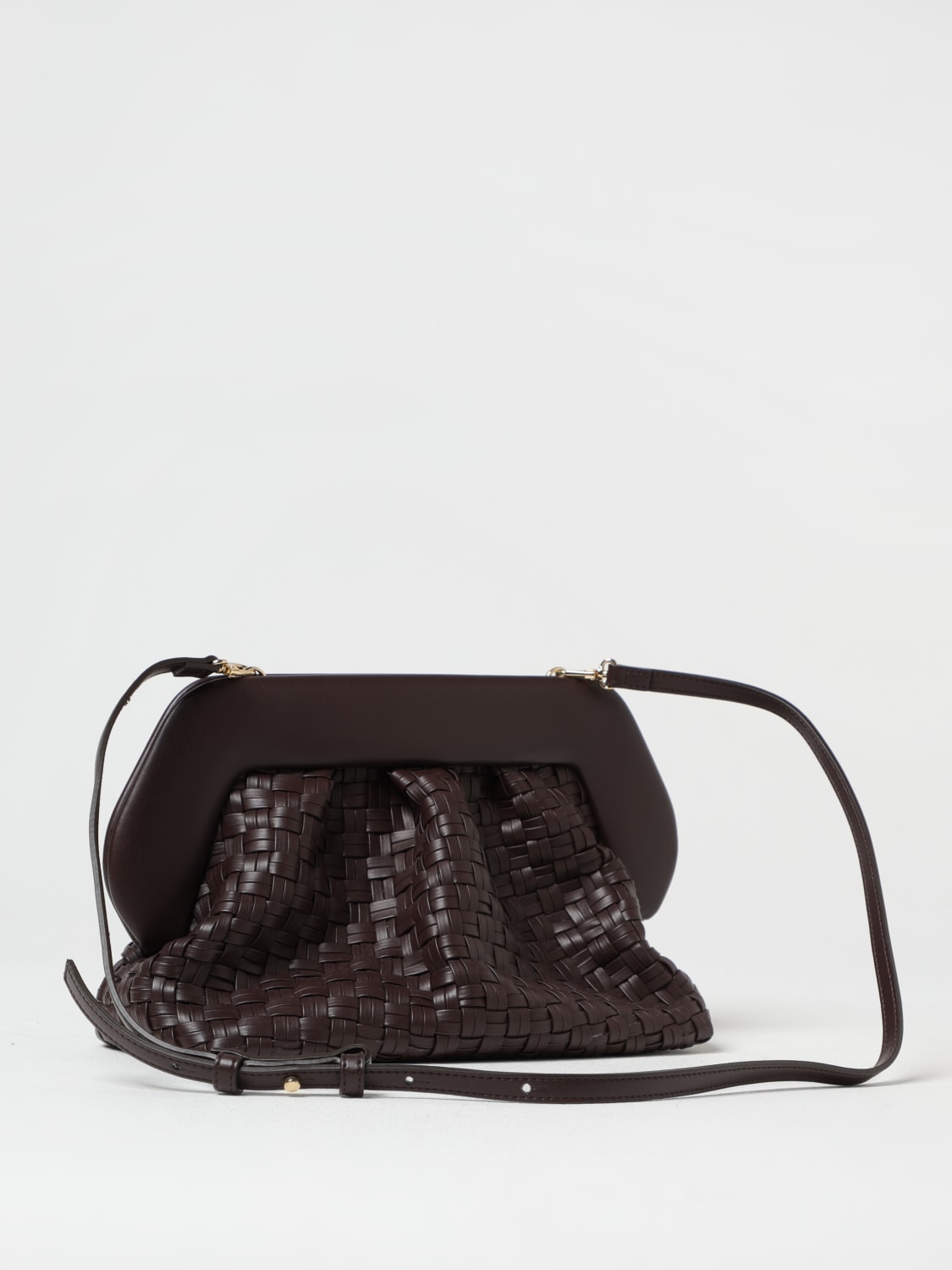 THEMOIRÈ CLUTCH: Clutch Bios Themoirè in pelle vegana intrecciata , Ebano - Img 2