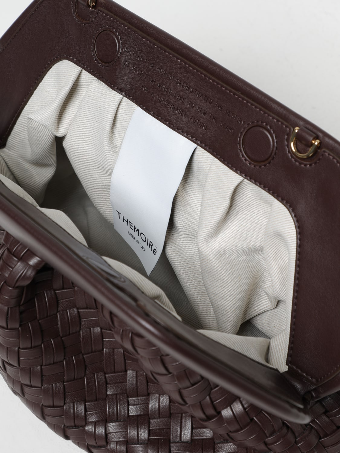 THEMOIRÈ CLUTCH: Clutch Bios Themoirè in pelle vegana intrecciata , Ebano - Img 3