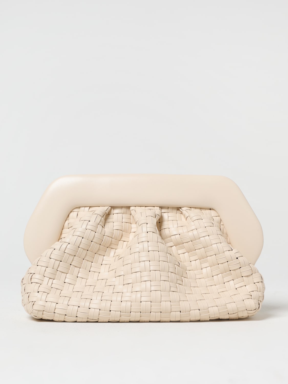 THEMOIRÈ CLUTCH: Clutch Bios Themoirè in pelle vegana intrecciata , Cipria - Img 1