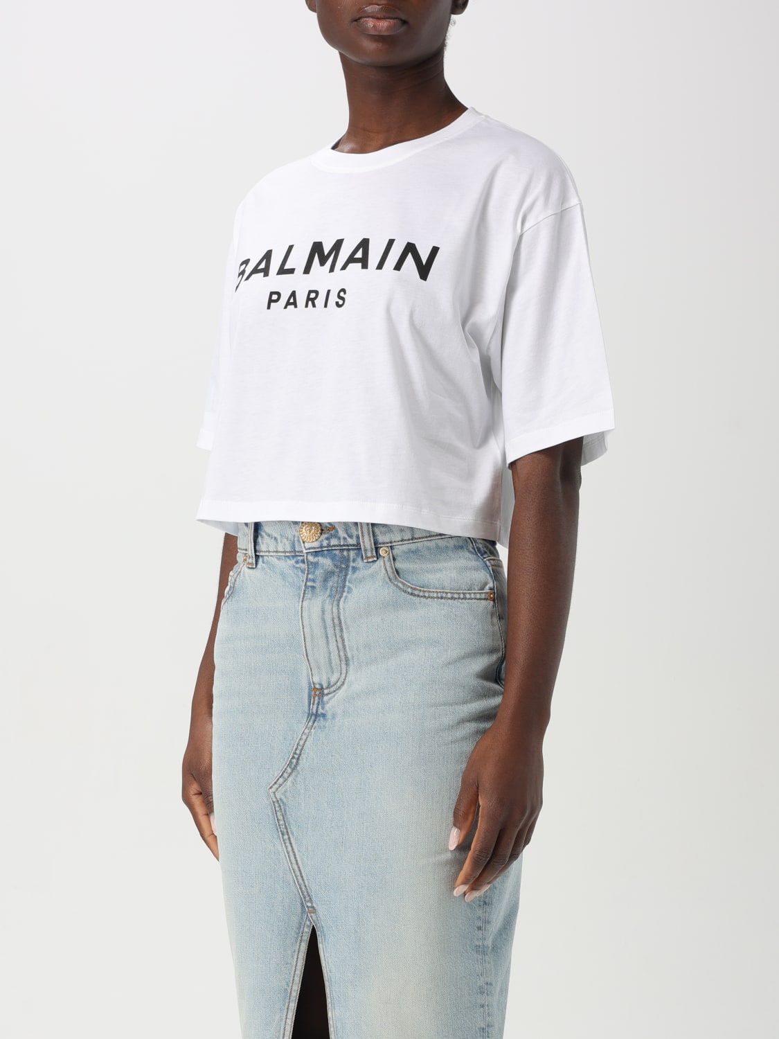 Tシャツ・カットソー BALMAIN Women Tops BF1EE020BB02GAB White BALMAIN：Tシャツ レディース - ホワイト | GIGLIO.COM