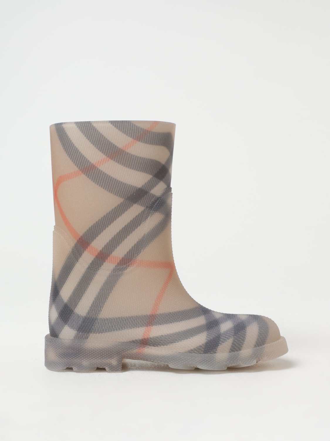 BURBERRY SCARPE: Stivaletti Marsh Check Burberry, Bianco - Img 1