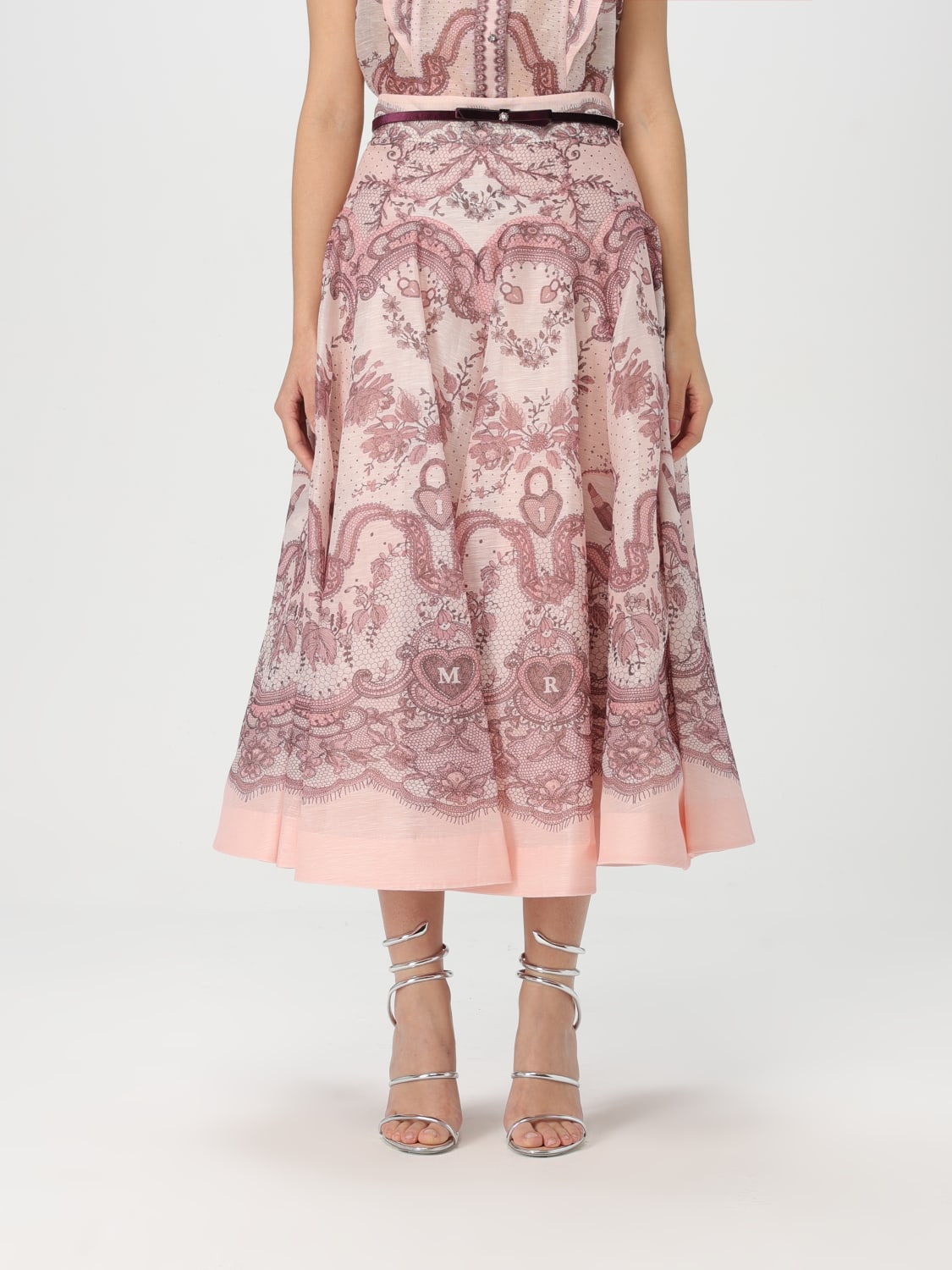 ZIMMERMANN GONNA: Gonna Zimmermann in lino e seta , Rosa - Img 1