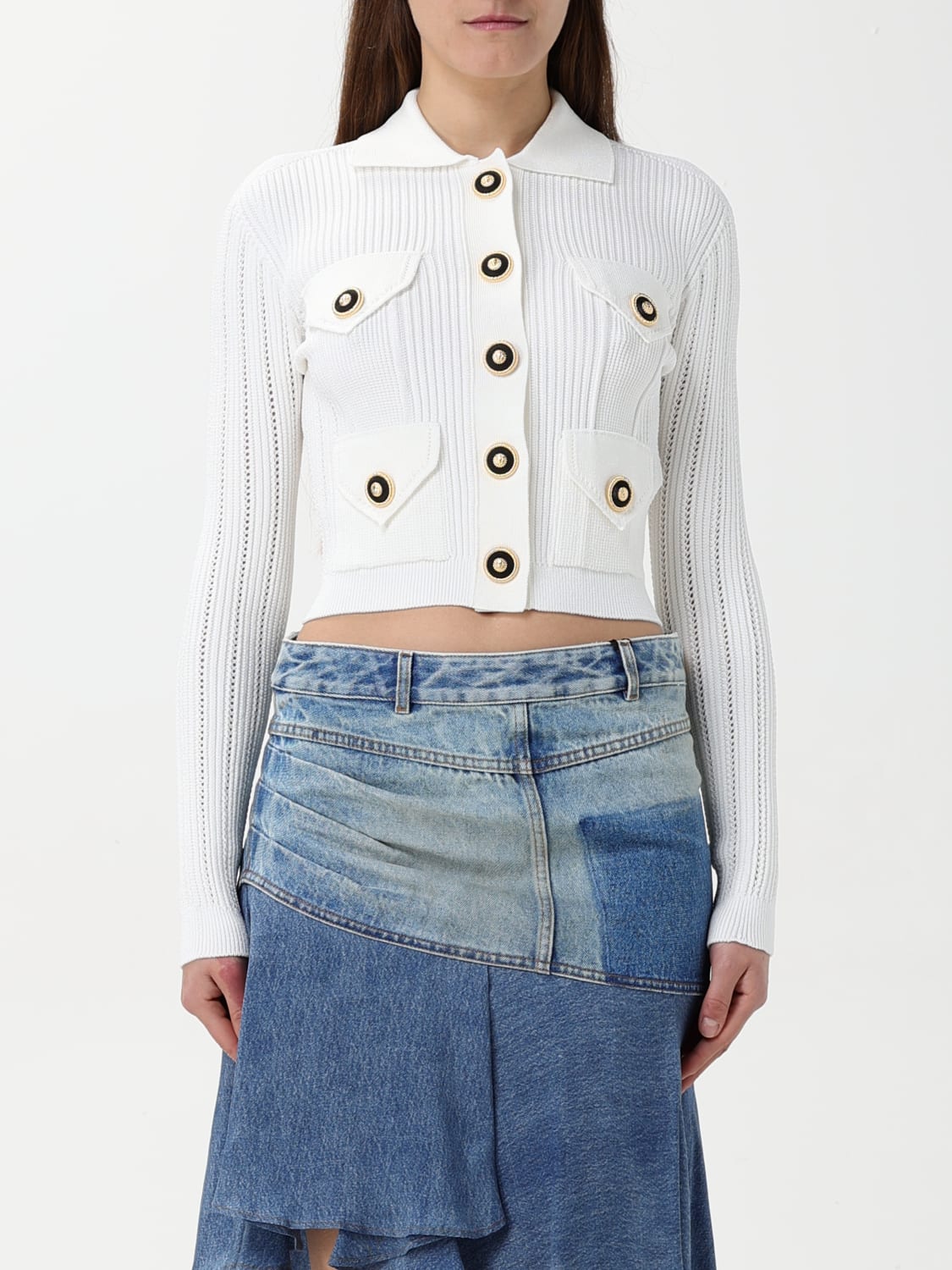 BALMAIN SWEATER: Cardigan woman Balmain, White - Img 1