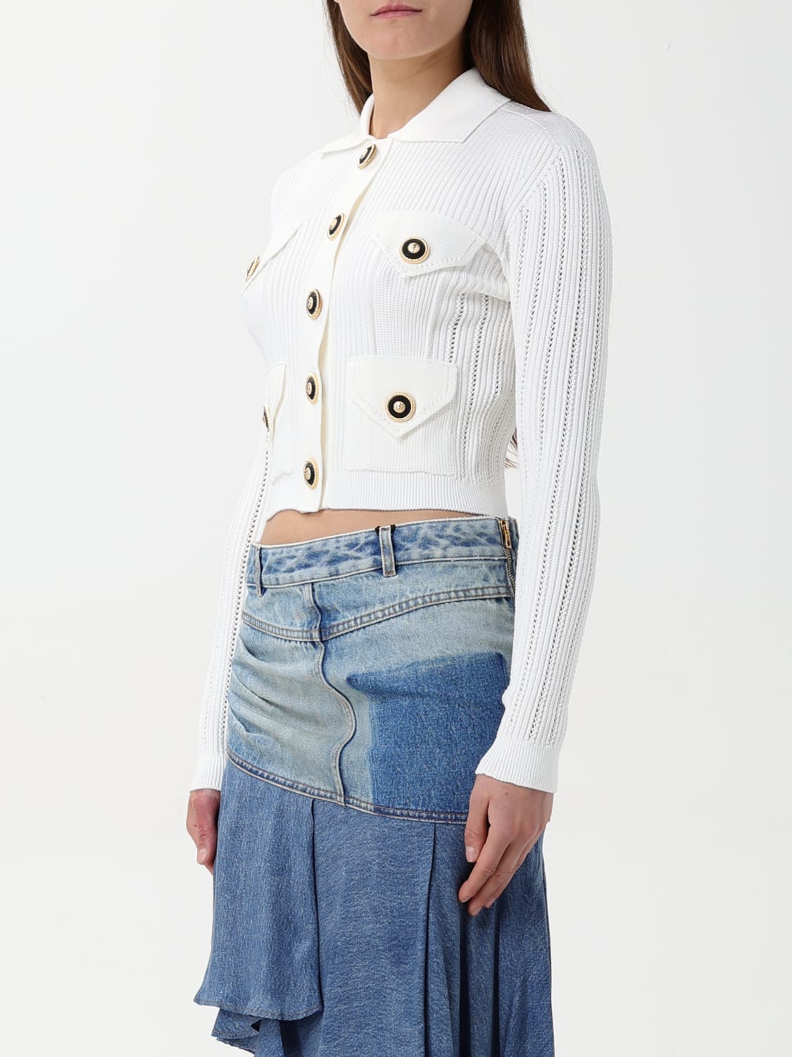 BALMAIN SWEATER: Cardigan woman Balmain, White - Img 3