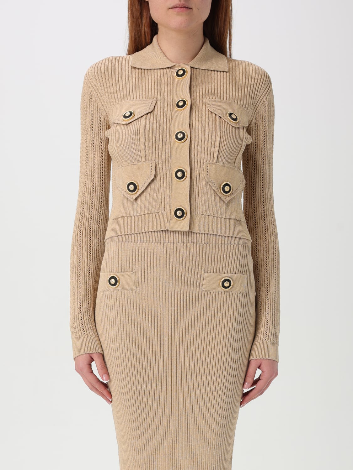 BALMAIN SWEATER: Cardigan woman Balmain, Beige - Img 1