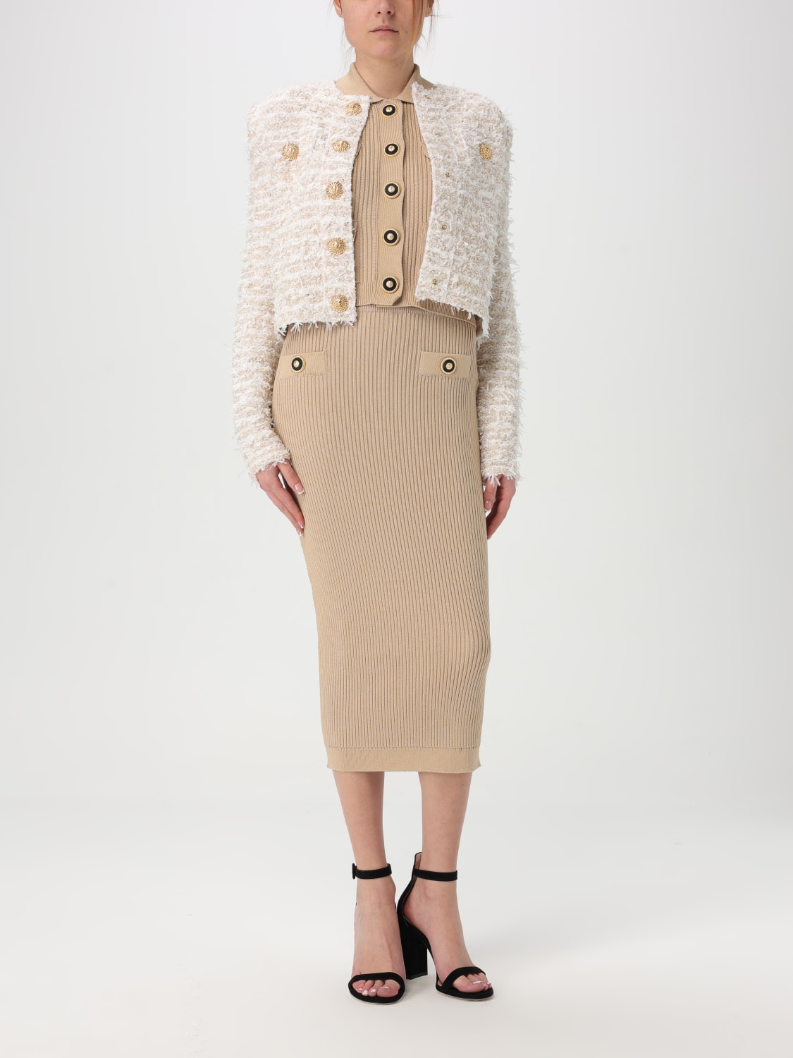 BALMAIN SWEATER: Cardigan woman Balmain, Beige - Img 2