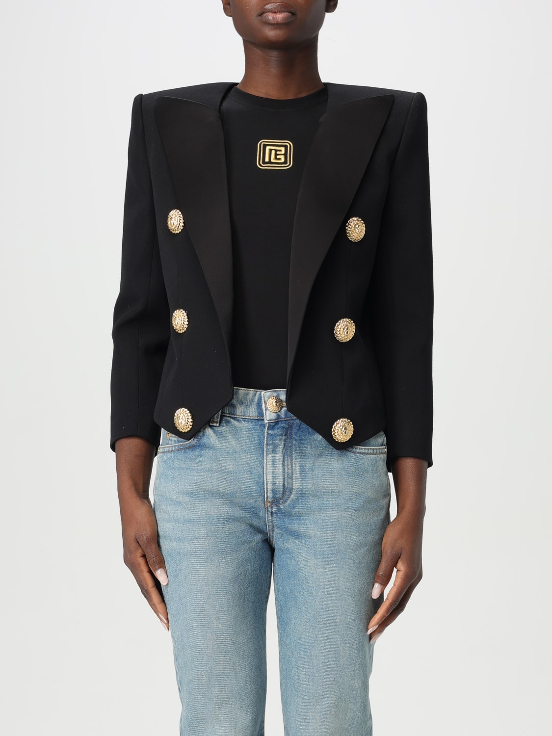 ジャケット BALMAIN Woman Jacket Black EF1SC225ME54 0PA BALMAIN: viscose blazer - Black | Balmain blazer