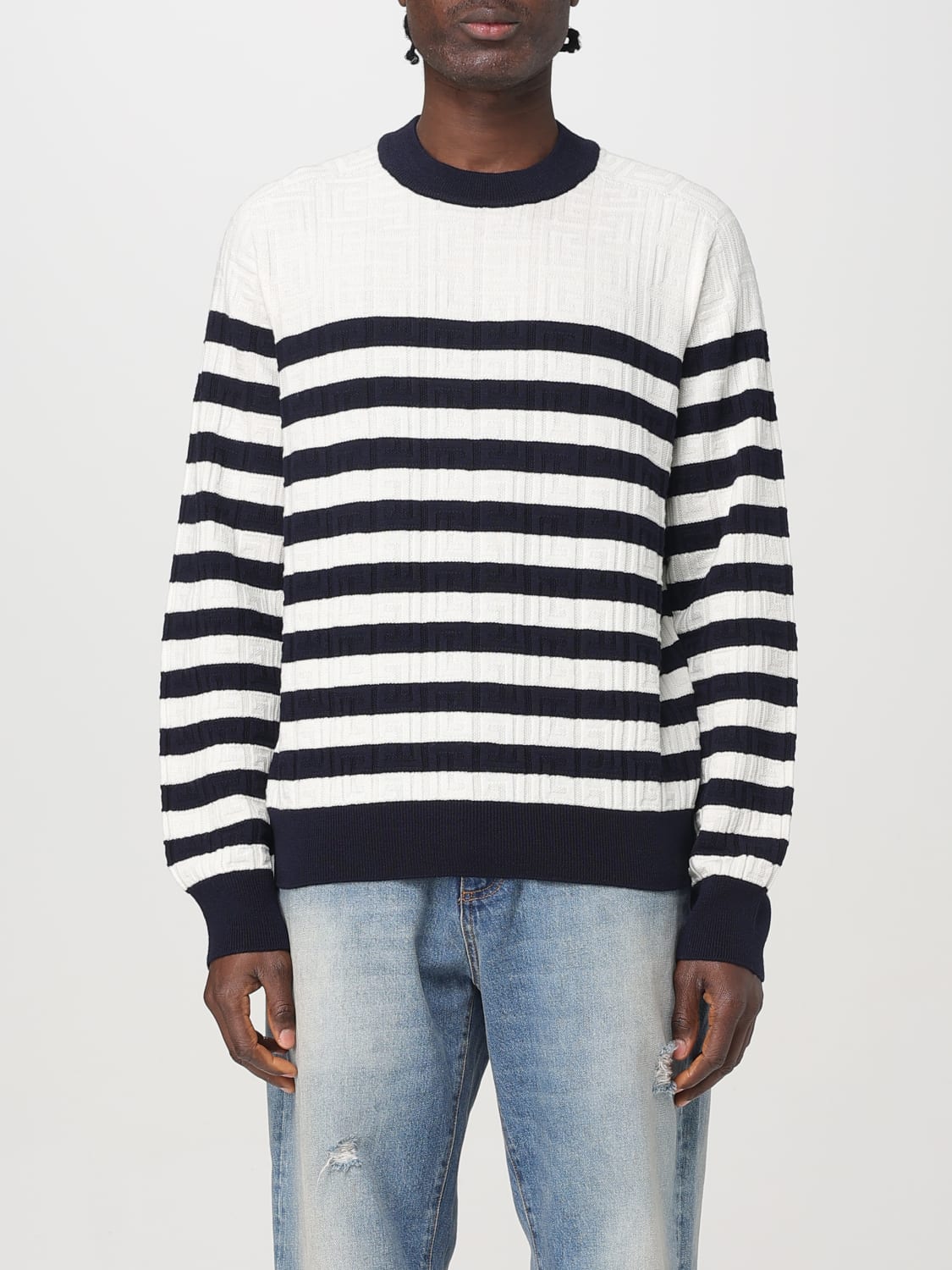 BALMAIN SWEATER: Balmain virgin wool striped sweater, Multicolor - Img 1