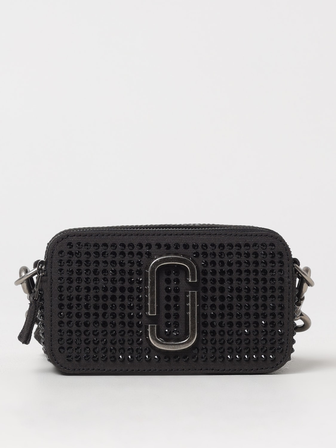 MARC JACOBS BORSA MINI: Borsa The Snapshot Marc Jacobs in canvas con strass all over , Nero - Img 1