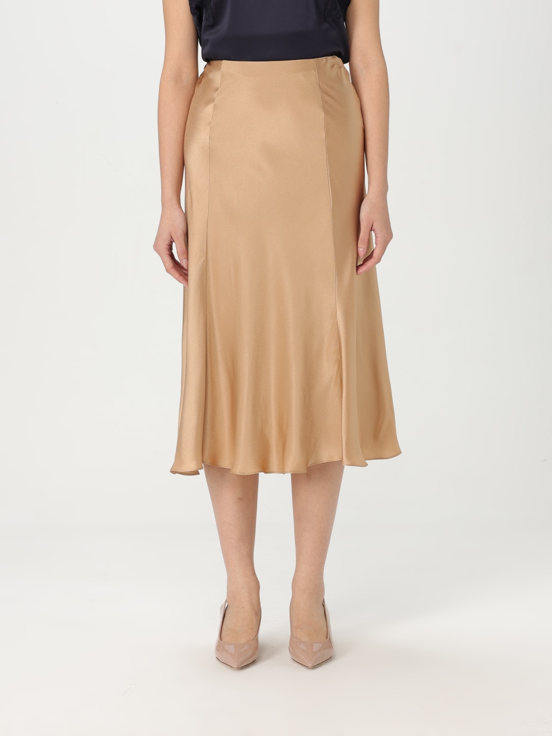ALBERTA FERRETTI GONNA: Gonna midi Alberta Ferretti in raso , Marrone - Img 1