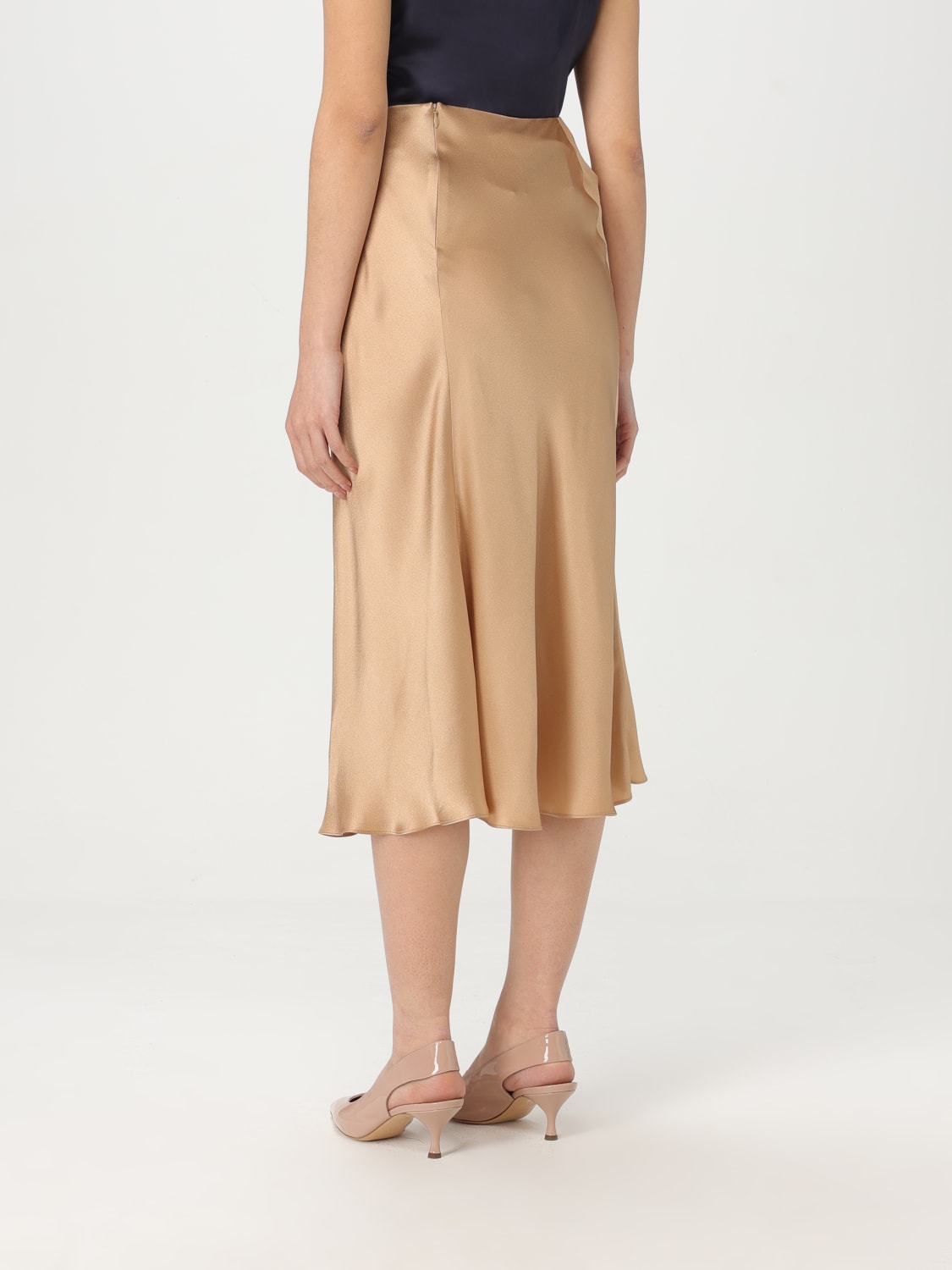 ALBERTA FERRETTI GONNA: Gonna midi Alberta Ferretti in raso , Marrone - Img 3