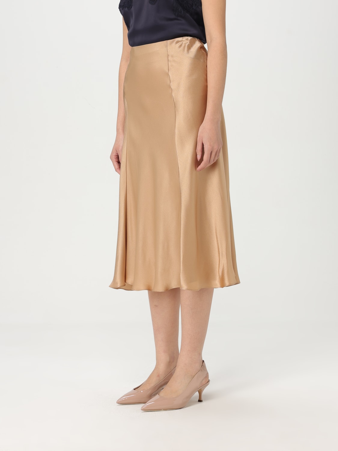 ALBERTA FERRETTI GONNA: Gonna midi Alberta Ferretti in raso , Marrone - Img 4