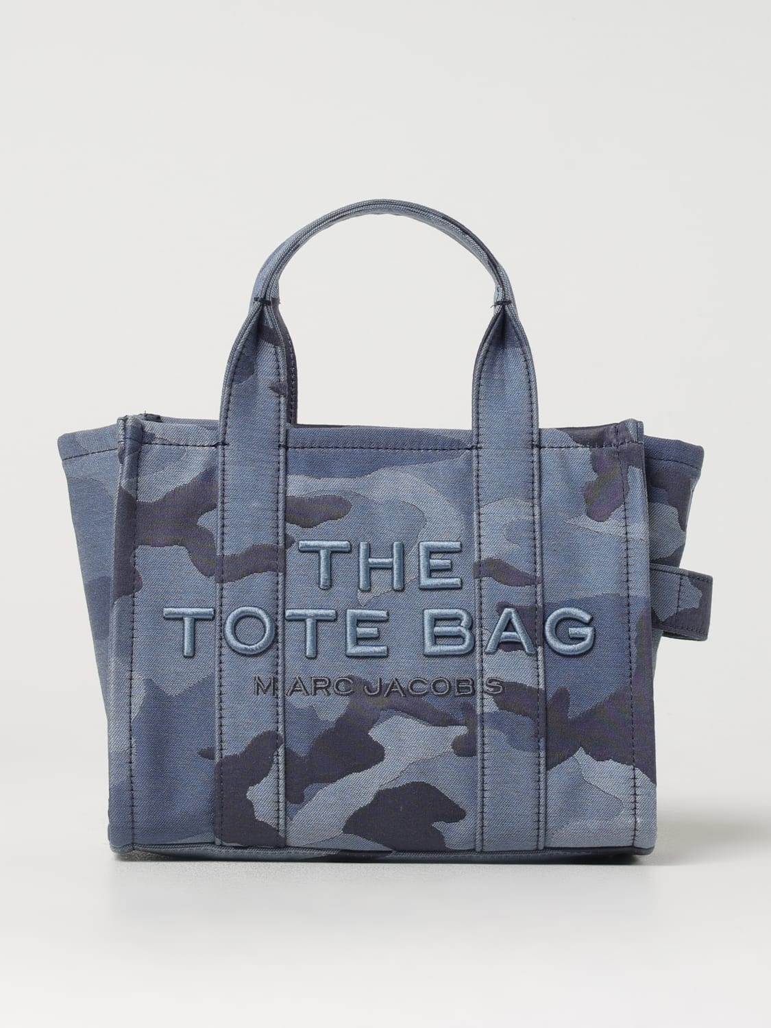 MARC JACOBS BORSA A MANO: Borsa The Tote Bag Marc Jacobs in canvas camouflage, Blue - Img 1