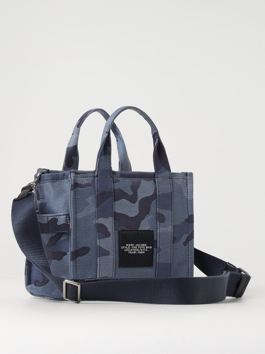 MARC JACOBS BORSA A MANO: Borsa The Tote Bag Marc Jacobs in canvas camouflage, Blue - Img 2