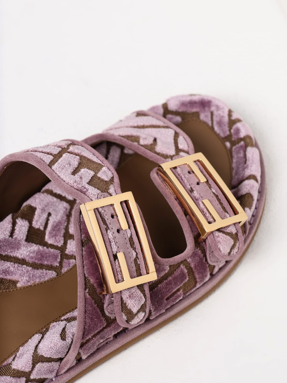 FENDI: Wedge shoes woman - Pink | Fendi flat sandals